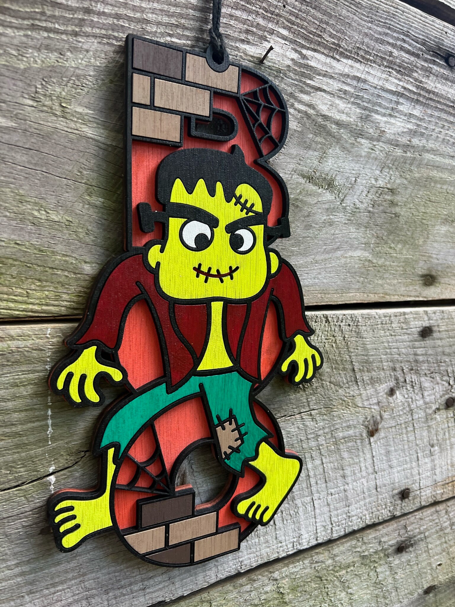 Halloween Frankenstein Boo Sign, Laser Cut Baltic Birch, Hand Painted ...
