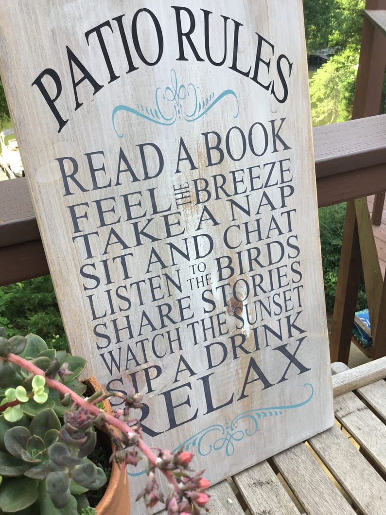 Patio Rules Sign Farmhouse Decor Beach Condo Lake House Etsy