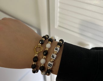 Six BFF Friendship Bracelets - Black & White