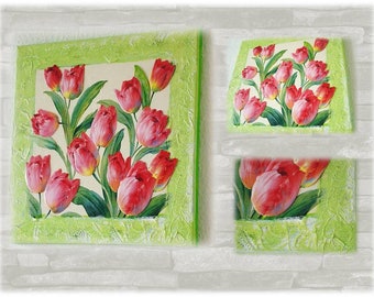 3D-Acrylbild "Printemps" / image Tulip / mur décoration / peinture acrylique