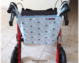 Maritime ROLLATOR BAG / SHOPPING BAG for rollators / wheelchairs "Seagulls"