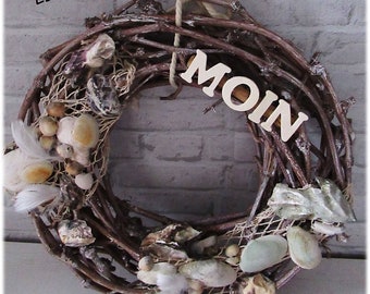 MARITIME WOODEN WREATH "MOIN"/Gift for North Sea fans