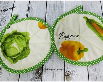 Pot holder set round for "little hands" / elves gift / gift for hobby chefs / children's pot holders / 2-piece