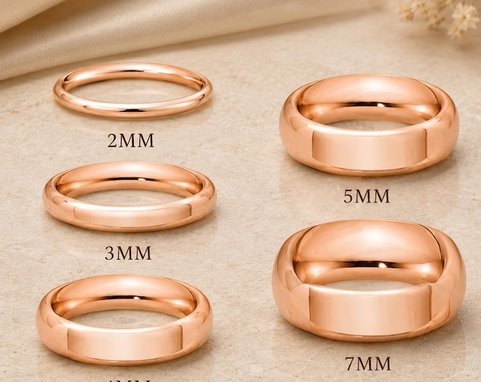 Personalized Engagement Ring Set, Custom Rose Gold Tungsten Wedding Band Set, Engraved His and Hers Bands, Dainty Promise Ring Gift Couples