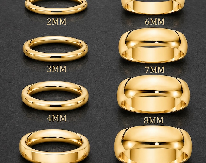 Custom Engraved His & Hers Promise Ring, Personalized Gold Tungsten Carbide Wedding Band Ring, Comfort Fit 2mm-9mm Anniversary Gift
