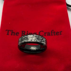 8mm Pipe Cut Band for Men or Women, Custom Titanium Wedding Ring with Hawaiian Koa & Blackwood Inlay, Unique Wedding Band Engraved Ring