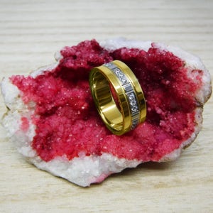 Custom Engraving - 8mm Titanium High Polished Yellow Gold Plated with 24 CZ Cubic Zirconia Wedding Band Ring for Men Or Women