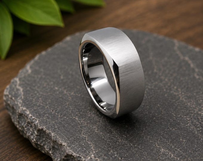 Personalized Titanium Quadrant Ring, Custom Engraved Square Wedding Band, Modern Geometric Titanium Ring, Men's & Women's Promise Ring