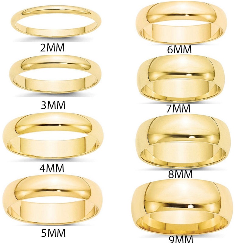 Custom Engraving Men 0r Women Gold Tungsten Carbide Wedding Band Ring Set. Choose Width from 2mm, 3mm, 4mm, 5mm, 6mm, 7mm, 8mm , 9mm image 1