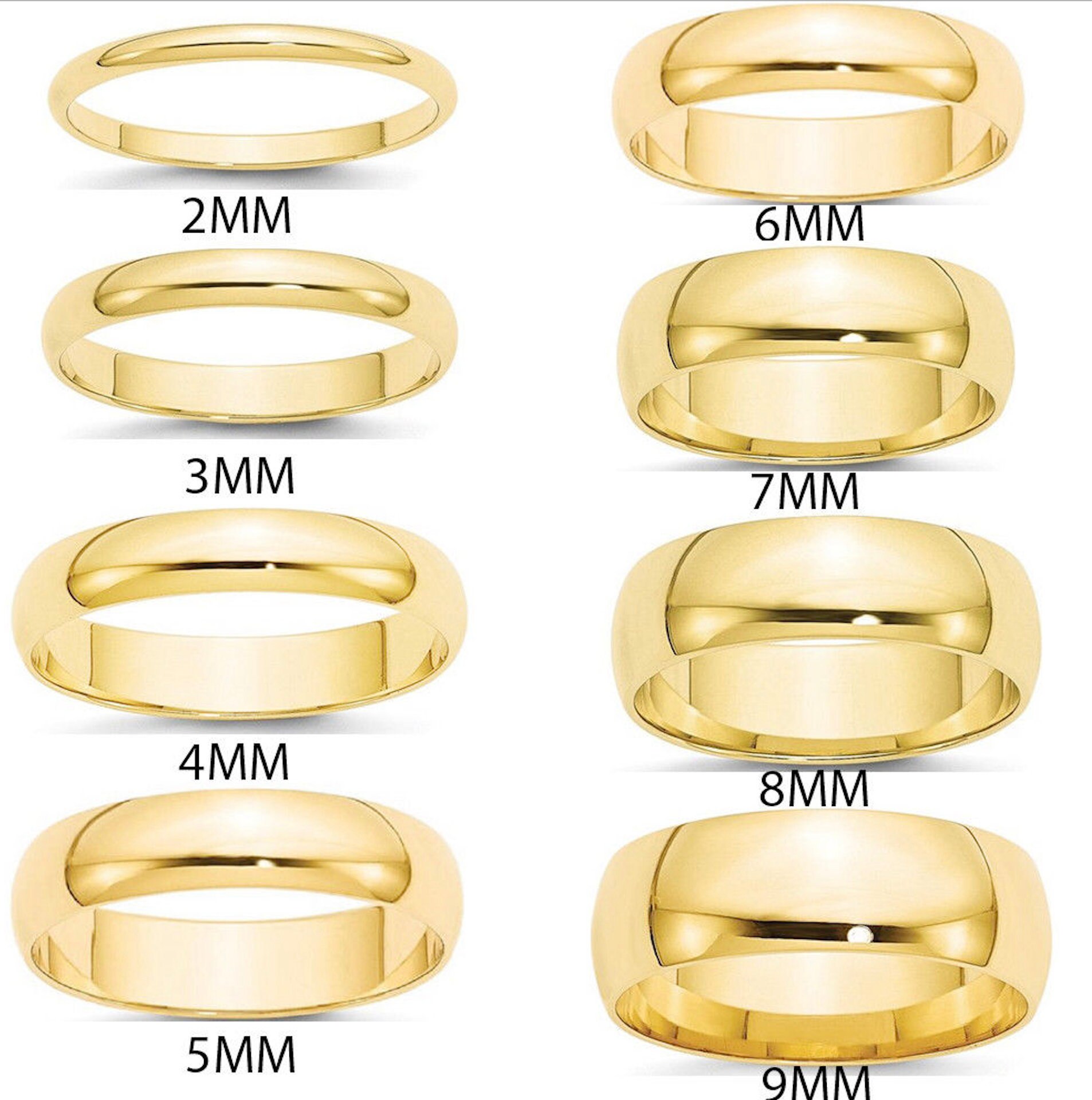 9ct Yellow Gold & Sterling Silver Two-Tone Wedding Ring Band – 5mm To 9mm – Elma Jewellery