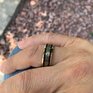 Personalized Engraving - 8mm Tungsten Carbide Dragon Celtic Black Rose Gold | Engagement Anniversary | Wedding Band Ring for Men Or Women