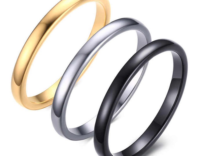 Custom 2MM Tungsten Carbide Wedding Band, Gold Silver Rose Gold Black Ring, Unisex Comfort Fit Engagement Ring, Men’s or Women’s Band