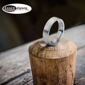 Custom Engraved Tungsten Ring, 6mm Flat Brushed Wedding Band, Unisex Pipe Cut Design, Personalized Ring Engagement & Anniversary Gift