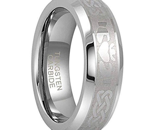 Personalized Engraving  - 8mm or 6mm Tungsten Claddagh Wedding Band Ring for Men Or Women