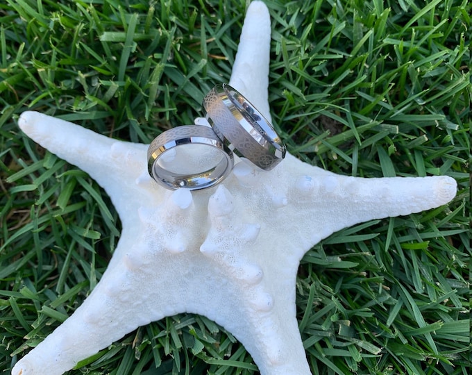 His & Hers Celtic Knot Wedding Bands, 8mm/6mm Tungsten Carbide Rings with Custom Engraving, Beveled Edge Ring Set, Unique Wedding Bands