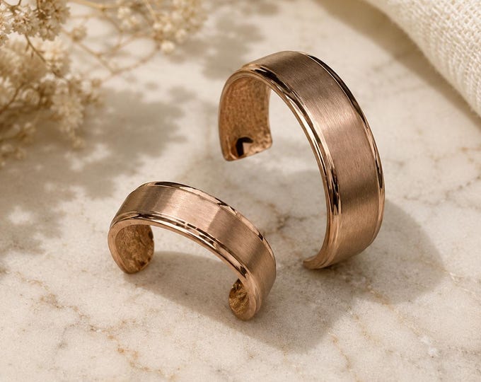 Unique Rose Gold Plated Tungsten Rings for Couples, Brushed Fiber Inlay Wedding Band Set, Custom Engraved Anniversary Bands for Him & Her