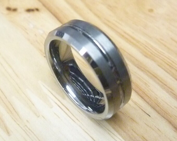Personalized 6mm Tungsten Ring, Custom Engraved Brushed Wedding Band with Center Groove, Couple Band Jewelry, Durable Men’s Promise Ring