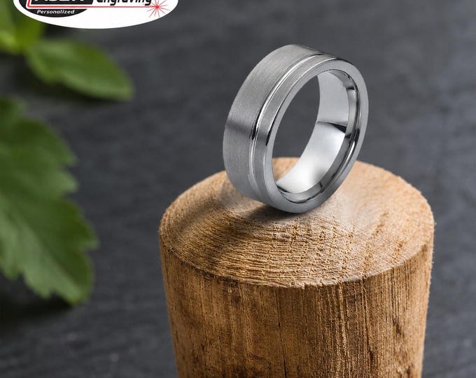 Custom Engraved Tungsten Wedding Band, Personalized Polished Dome Ring, Classic Men’s Anniversary Ring, Durable Matching Couple Promise Band