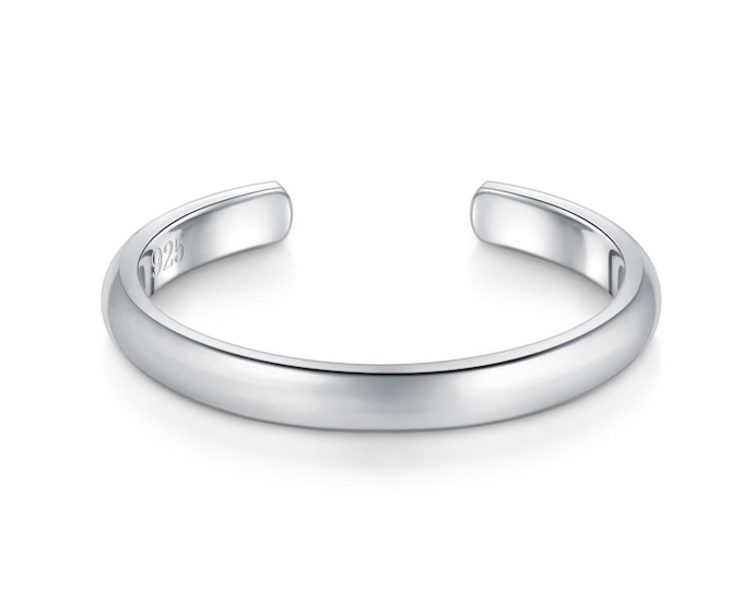 Elegant Minimal Ring, 925 Sterling Silver Toe Ring, Plain Solid Band, Hypoallergenic Summer Ring, Adjustable & Flexible Dainty Ring