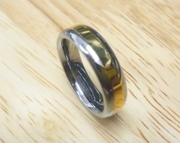 Custom Laser Engraving Ring- 6mm Tungsten Carbide Gold Plated Center Wedding Band Ring for Men Or Women Gift for Her & Gift for Him