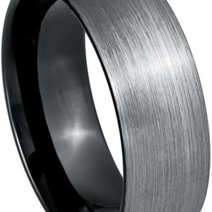 Black & Gunmetal Wedding Band, Custom Engraved Dainty Ring, Personalized Stainless Steel Couple Ring, Free Laser Ring Men’s or Women’s Gift