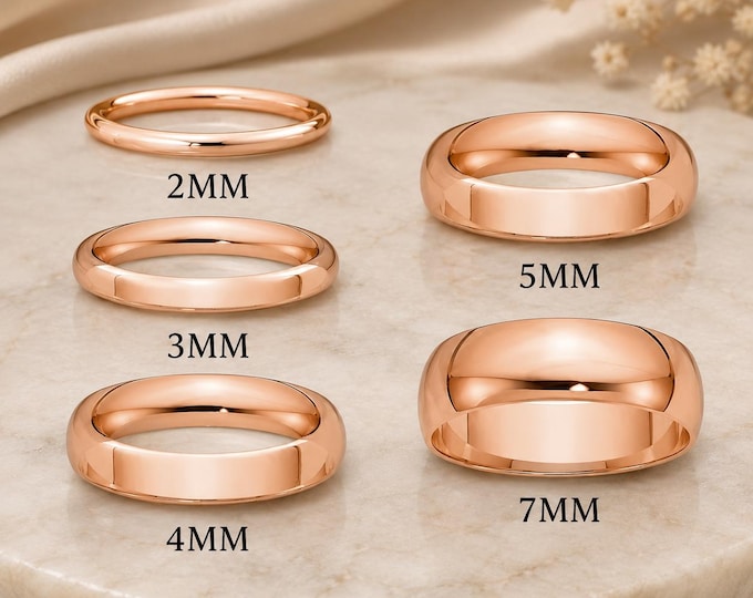 Custom Rose Gold Minimalist Tungsten Wedding Band Set, Personalized Engraved Matching Couples Rings, Comfort Fit Promise Engagement Bands