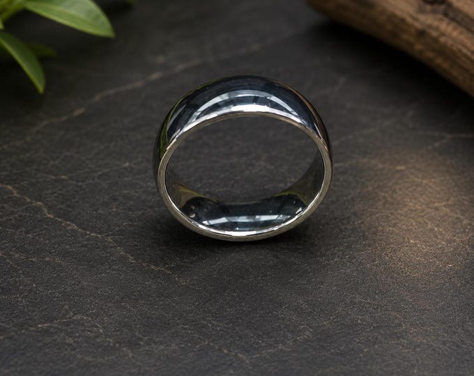 Classic 8mm Tungsten Carbide Wedding Band, Domed Comfort Fit Ring, Brushed Men's Wedding Ring, Durable Scratch Resistant Anniversary Band
