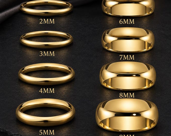 Personalized Gold Tungsten Wedding Band Set, Durable Elegant Couple Rings, Custom Engraved Matching Rings, Comfort Fit Anniversary Gift