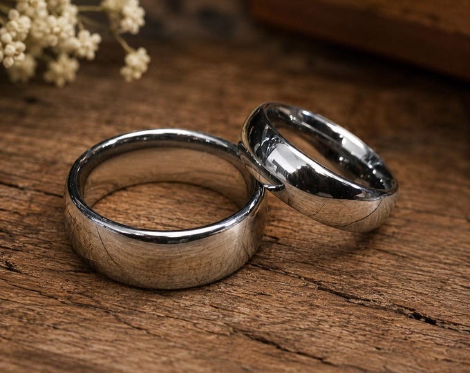 Personalized Laser Engraved Tungsten Wedding Band, 6mm/8mm Dome Ring, Custom Promise Ring for Couple, Durable Comfort Fit Anniversary Band