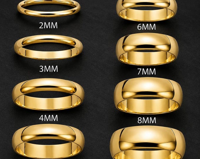Personalized Gold Tungsten Wedding Band Set, Custom Engraved Couple Rings, Hypoallergenic Comfort Fit Bands, Sleek Matching Wedding Ring