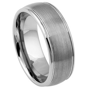 Free Personalized laser engraving Ring for Men and Women TheRingCrafter Stepped Down Edge Hammered Wedding Band Rings for Couples