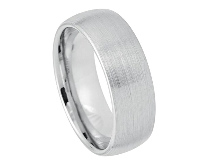 Free Personalized laser engraving Ring for Men and Women Platinum-plated (ion-plating*) White Tungsten - 8mm Wedding Band Ideal for Couples