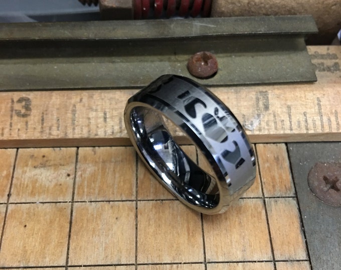 Custom Laser Engraving Ring - 8mm Tungsten Carbide With Irish Claddagh Design - Mens Wedding Band - Gift for Her & Gift for Him