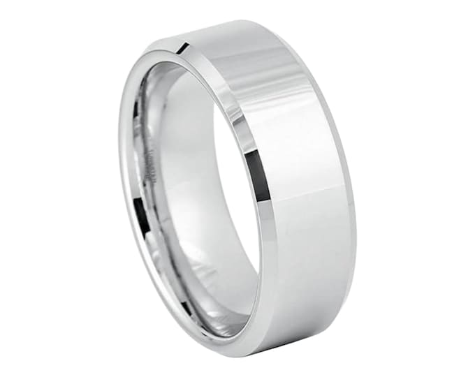 Free Personalized laser engraving Ring for Men for Women Platinum-plated (ion-plating*) White Tungsten - 6mm Wedding Band Ideal for Couples