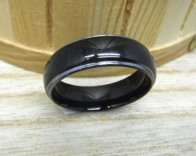 Custom Laser Engraving Ring - 8mm Tungsten Carbide Black Plated With Non Plated Step Edge Wedding Band Ring for Men Women Gift for Her & Him