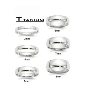 Custom Engraving  Men to ladies Silver Titanium Wedding Band Ring Set. Choose Width from 2mm, 3mm, 4mm, 5mm, 6mm 7mm, 8mm Wedding Band Ring
