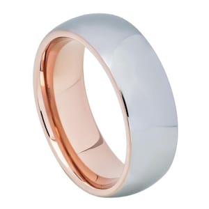 Free Personalized laser engraving Ring for Men and Women TheRingCrafter Domed Rose Gold Plated Inside Wedding Band Rings for Couples
