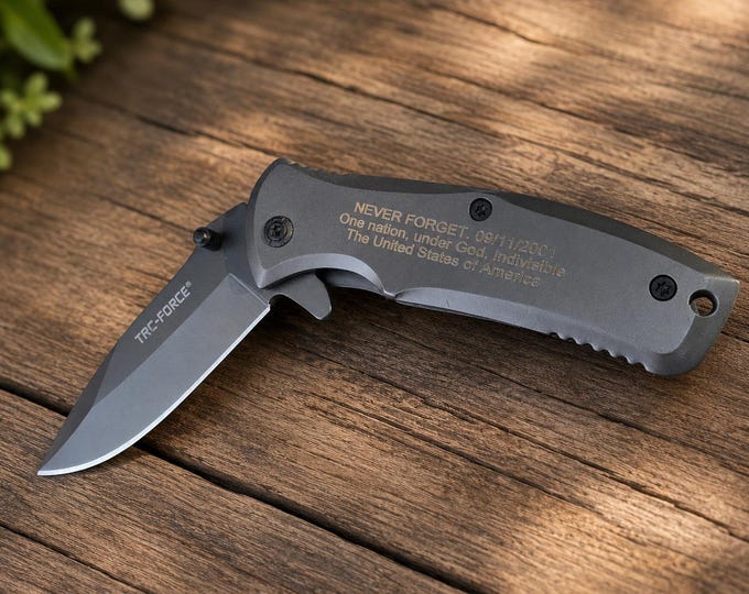Personalized 9/11 Remembrance Pocket Knife for Firefighter, Custom Engraved Tac-Force Folding Knife, Memorial Gift for First Responders