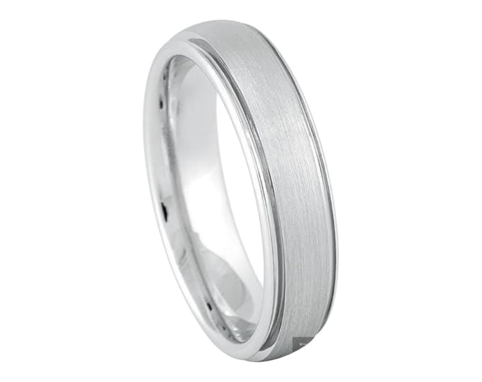 Free Personalized laser engraving Ring for Men and Women Platinum-plated (ion-plating*) White Tungsten - 6mm Wedding Band Ideal for Couples
