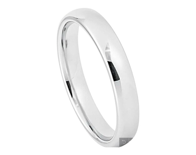 Free Personalized laser engraving Ring for Men and WomenPlatinum-plated (ion-plating*) White Tungsten – 4mm Wedding Band Ideal for Couples