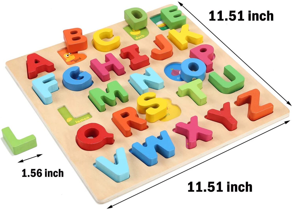 26 Letters Wooden Chunky Letters ABC Alphabet Puzzle Learning | Etsy