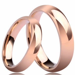 His and Hers Rose Gold Jewelry, Tungsten Wedding Band Set, Custom Engraved Couple Rings, Men and Women Engagement Ring