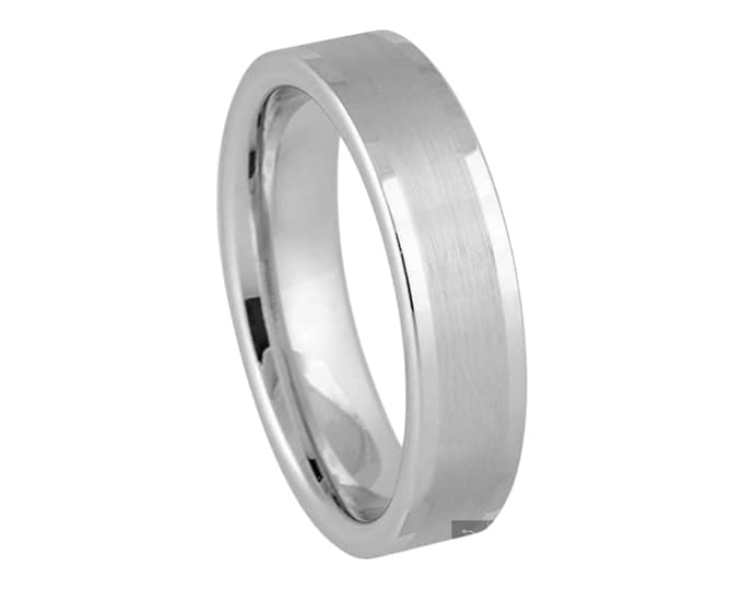 Free Personalized laser engraving Ring for Men for Women Platinum-plated (ion-plating*) White Tungsten - 6mm Wedding Band Ideal for Couples