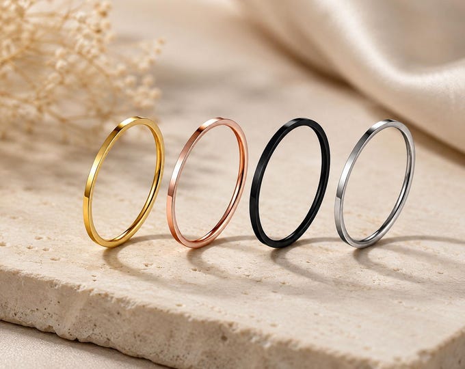 Rose Gold & Black Minimalist Tungsten Carbide Ring, 2mm Sleek Couple Band, Simple Fashion Jewelry, Elegant Durable Unisex Stackable Ring