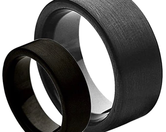 Custom "I Love You" Black Tungsten Ring, 8mm 6mm Engraved Wedding Band, Personalized Promise Ring, Anniversary Ring for Him or Her