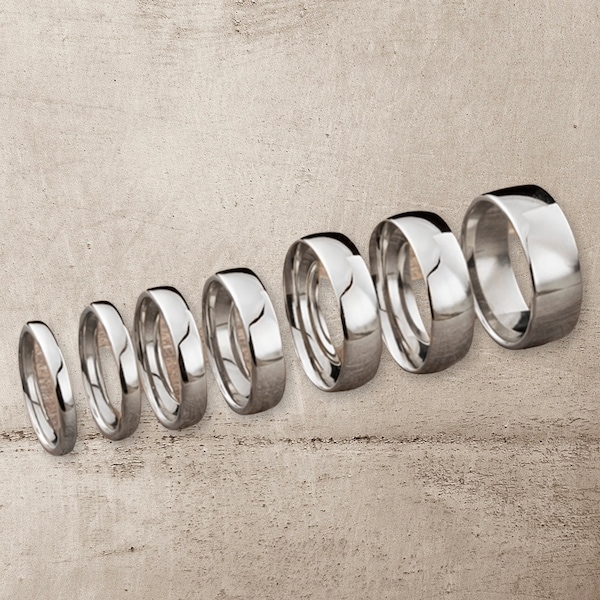 Custom Engraving  Men Women Silver Shiny Tungsten Carbide Wedding Band Ring Set. Choose Width from 2mm, 3mm, 4mm, 5mm, 6mm, 7mm, 8mm , 9mm