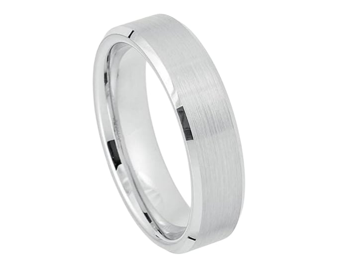 Free Personalized laser engraving Ring for Men and Women Platinum-plated (ion-plating*) White Tungsten - 8mm Wedding Band Ideal for Couples