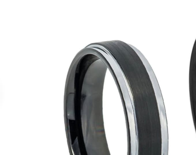 6mm or 8mm Width Ring, Custom Black Tungsten Ring, Brushed Matte Finish Ring, Personalized Engraving Ring, Durable Wedding Band for Him/Her