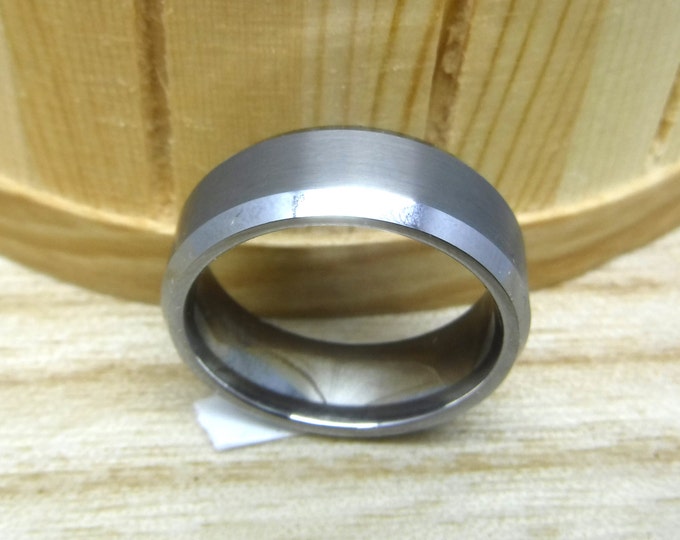 Custom Engraved Tungsten Ring, 8mm Brushed anniversary band, Wedding Band with Beveled Edge for Men & Women, Personalized Ring Gift