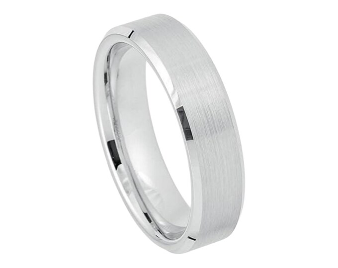 Free Personalized laser engraving Ring for Men for Women Platinum-plated (ion-plating*) White Tungsten - 6mm Wedding Band Ideal for Couples